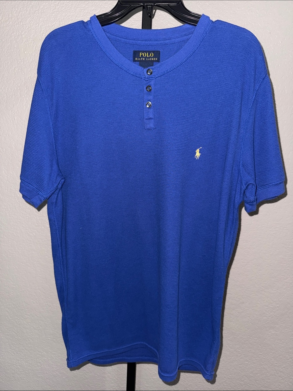 Polo by Ralph Lauren Royal Blue Short Sleeve Henley with Embroidered Pony